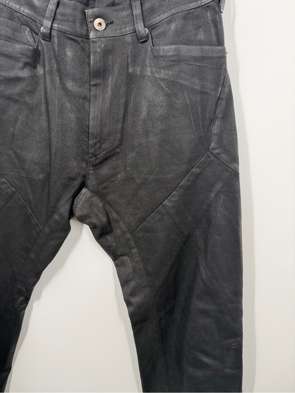 Rick Owen’s DRKSHDW Black Coated Viscose Silk Blend Pants - Picture 3 of 10